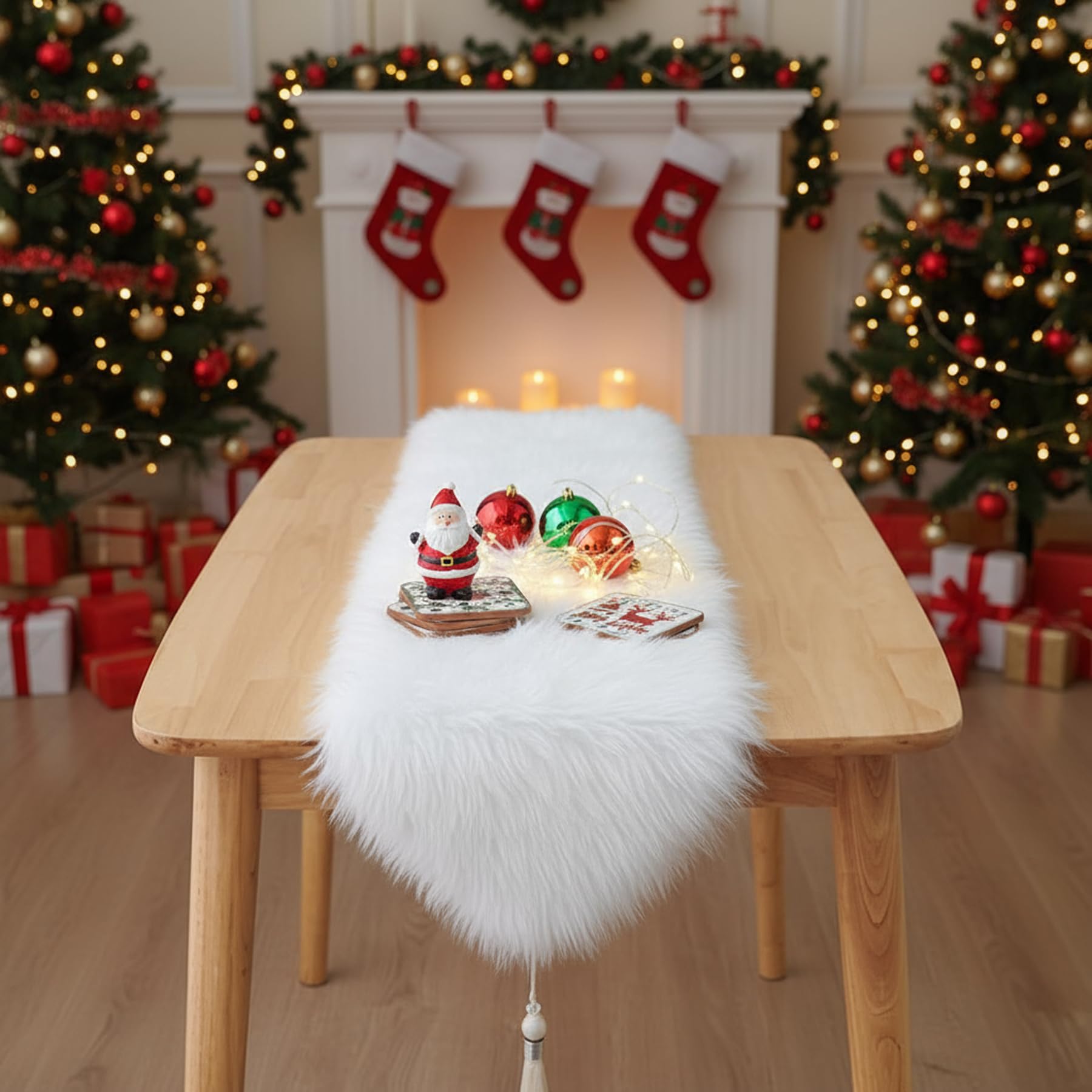 Amazon.com: White Table Runner for Home Decor , Fluffy Fur