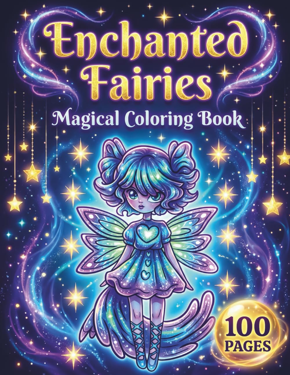 Enchanted Fairies: Magical Coloring Book for Teens and Adults with 100 Pages featuring Cute Fairies, Beautiful Flowers, and Midnight Backgrounds for Stress Relief (Mythical & Magical Realms Series)