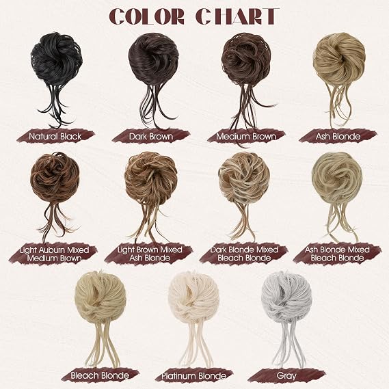 Benehair Messy Bun Hair Piece, Tousled Updo Hair Extensions Scrunchies for Women Hair Pieces for Updos with Elastic Hair Band Hairpieces for Daily Wear (Light Brown mixed Ash Blonde)