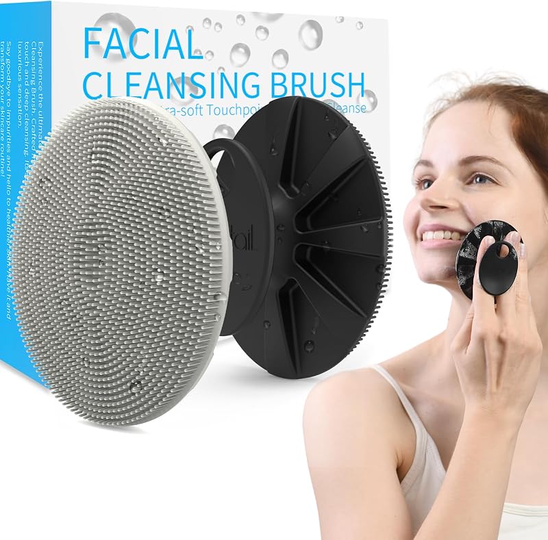 Escova manual de silicone para limpeza facial BEAUTAIL, Pacote com 2