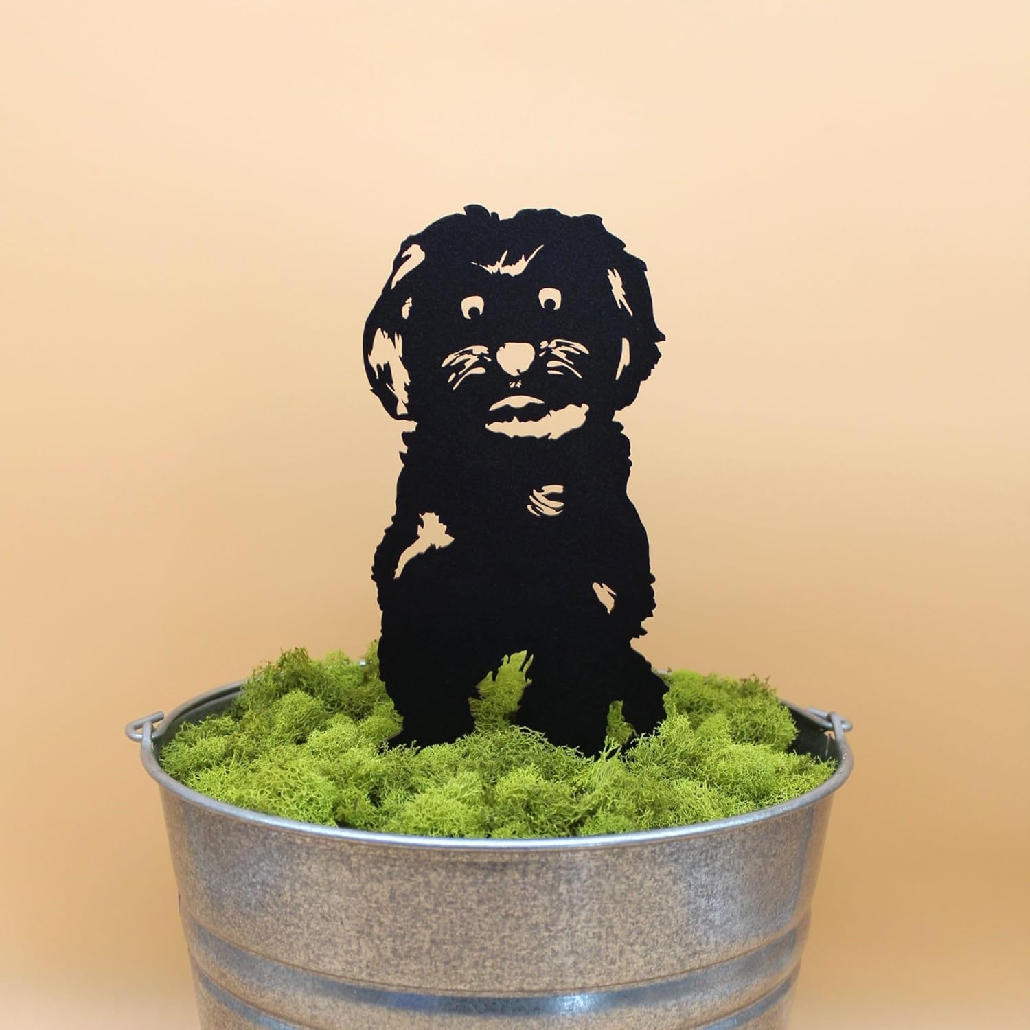 Black Powder Coated Metal Maltese Dog Silhouette Yard Stake (Small)