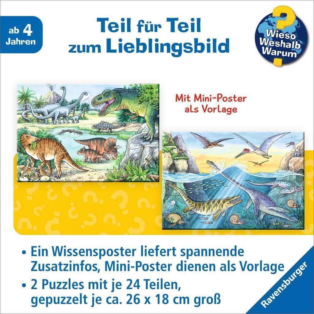 Ravensburger Puzzle Ravensburger 05128 Dinosaur and Her Habitats Children's Puzzle 05128 Dinosaur and Their Habitats 24 Pieces Teal/Turquoise Green