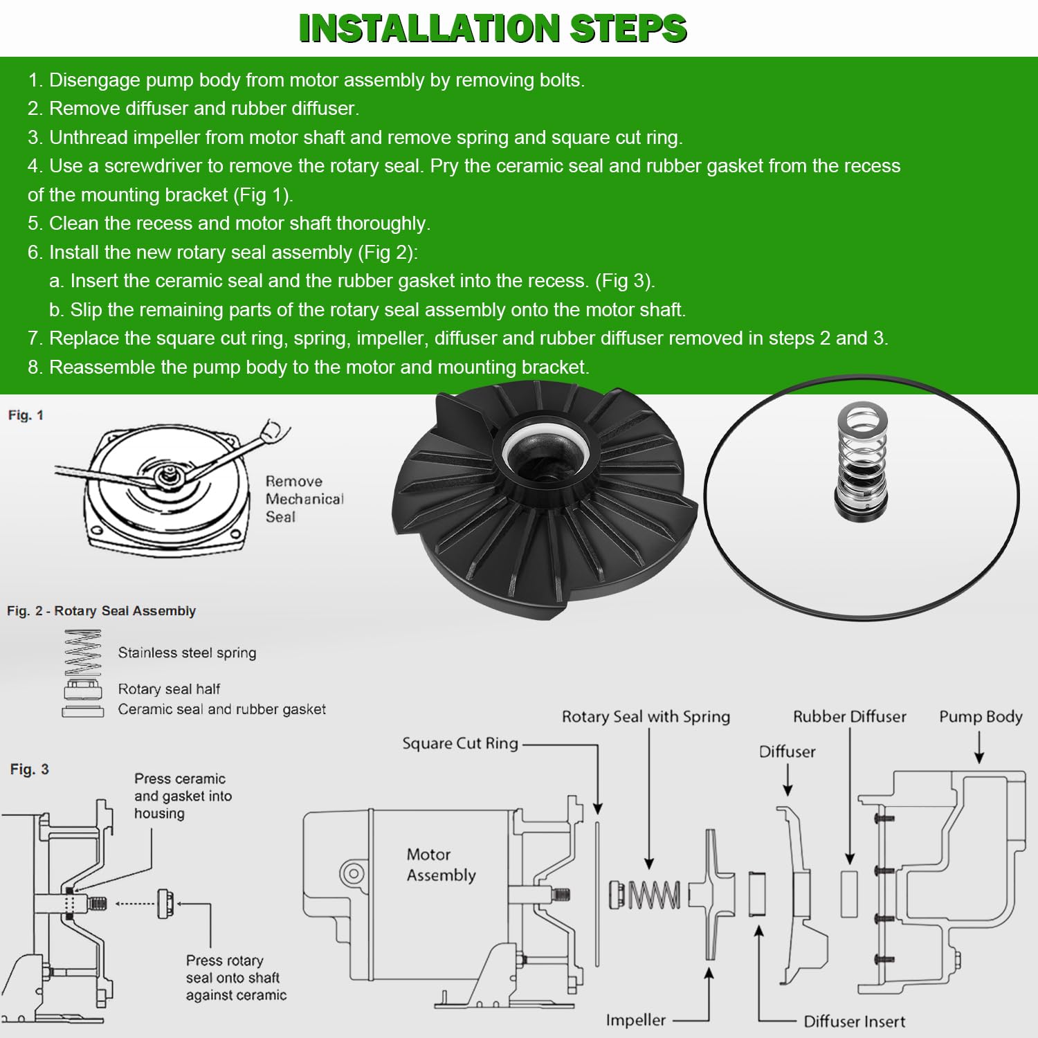 Utilitech Pump Repair Parts AEU2760 Repair Kit For Fuel Pump 2.25