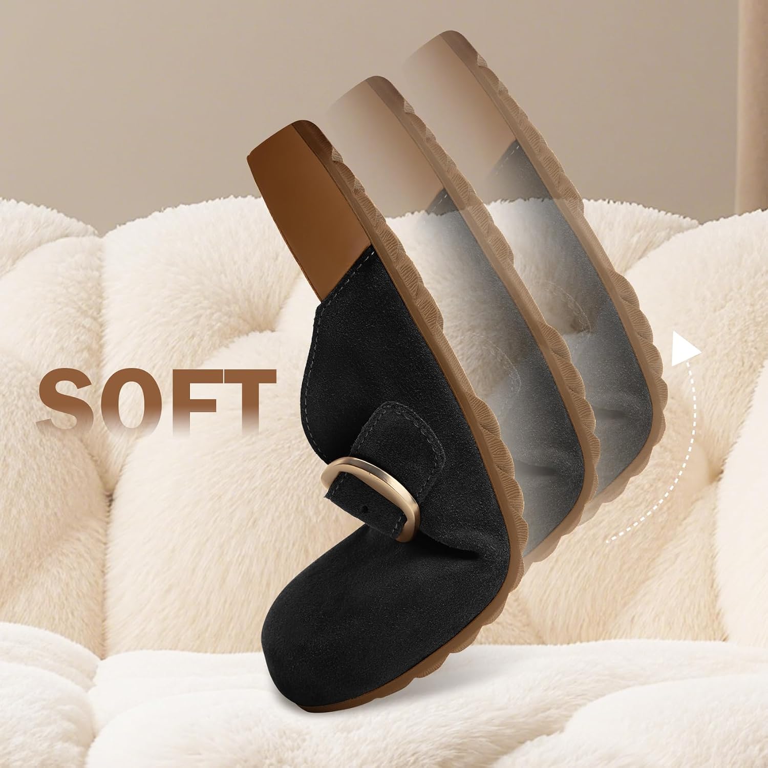 Womens Suede Clogs-Mens Genuine Leather Potato Shoes-Soft Rubber Sole Mules with Arch Support