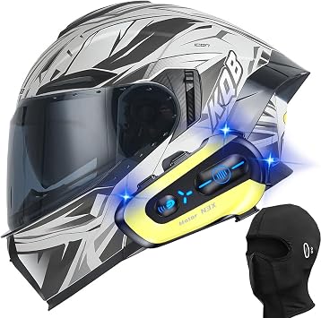 Bluetooth Modular Motorcycle Helmets DOT Approved Full Face with Flip Up Dual Visor, Helmets for Adults Motorcycle Men Women Helmets for Street Scooter ATV E-Bike with Person Intercom