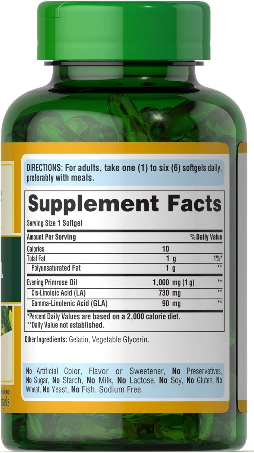 Puritans Pride Evening Primrose Oil 1000 Mg with Gla, 120 Count : Health & Household