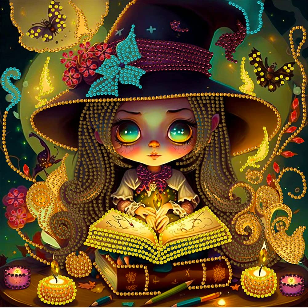 LMIX Elf Girl Diamond Painting Kit for Adults Beginner, 5D Partial Drill DIY Diamond Arts & Crafts Bling Artwork Decor Gift with Crystal Rhinestone Gems 30x30cm (Book)