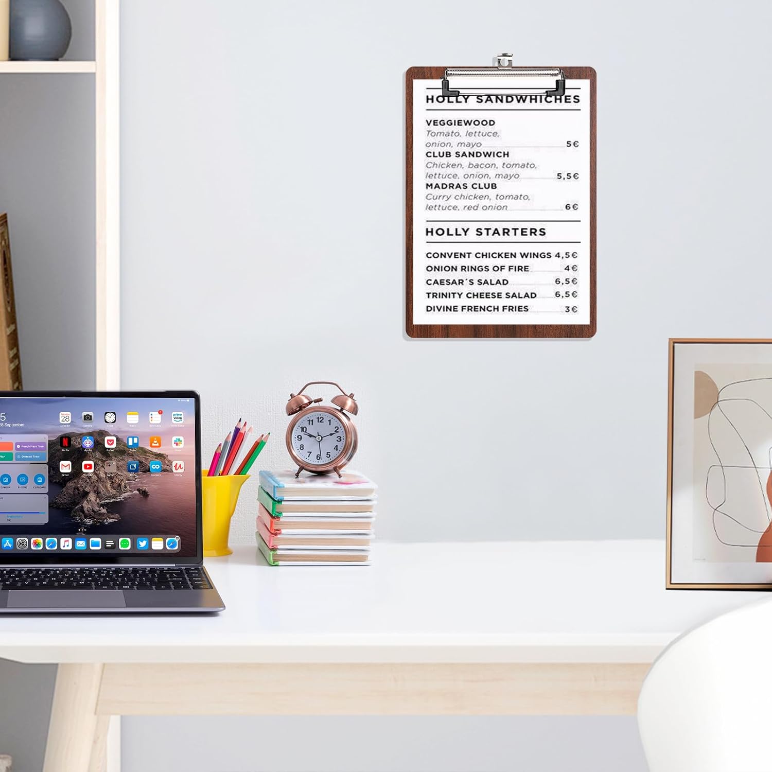 HUAJIE 10 Pack Clipboards,Wooden Clipboard Hardboard with Low Profile Clip,Size A5 Wood Clip Boards for Office, School, Classroom
