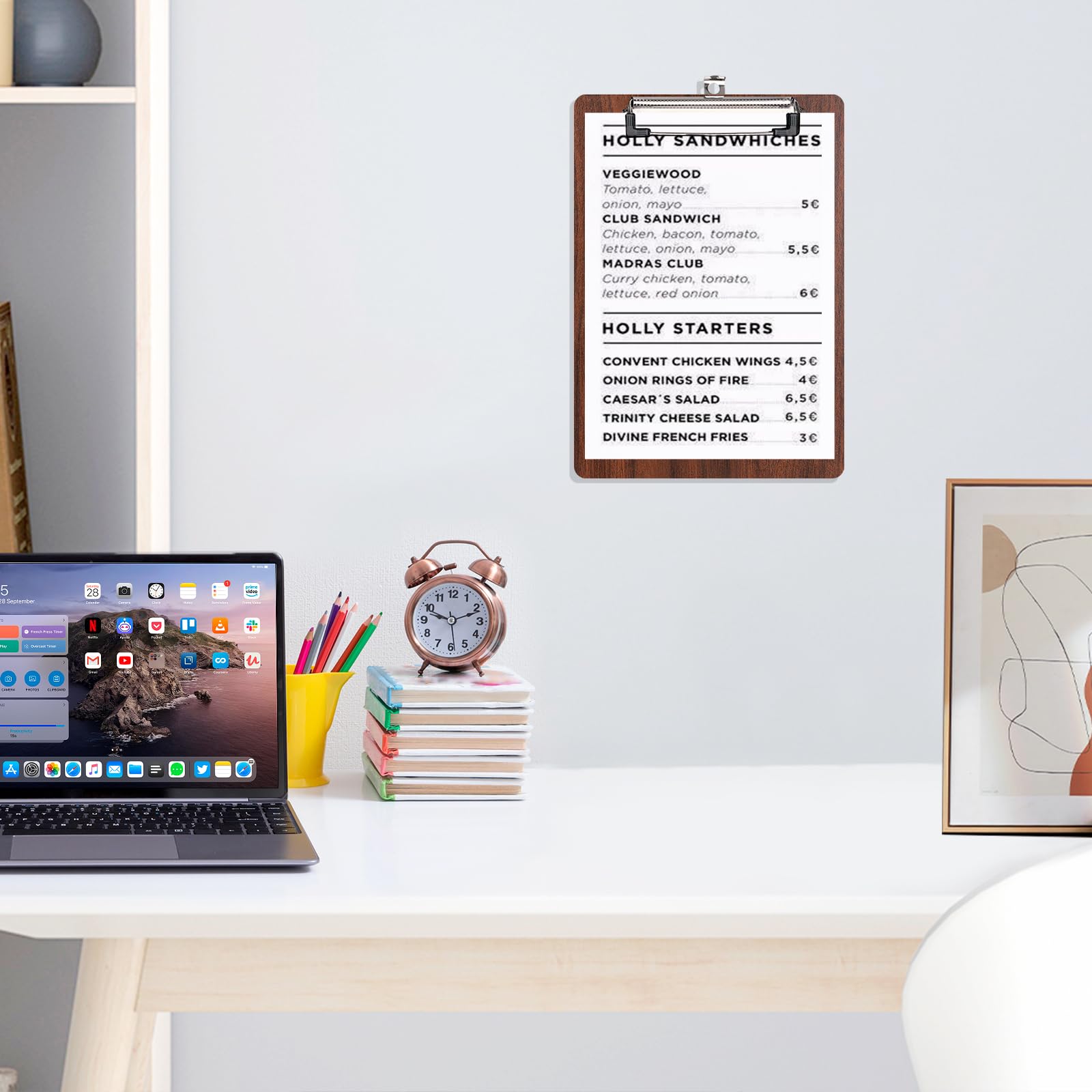 A5 Portapapeles,10 Piezas Portapapele en Madera con Pinza, Tablero de escritura Clipboards Wood