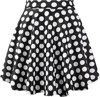 PUKAVT Women's Basic Casual Skirts A-Line Mini Flared Stretchy Skater Party Skirt