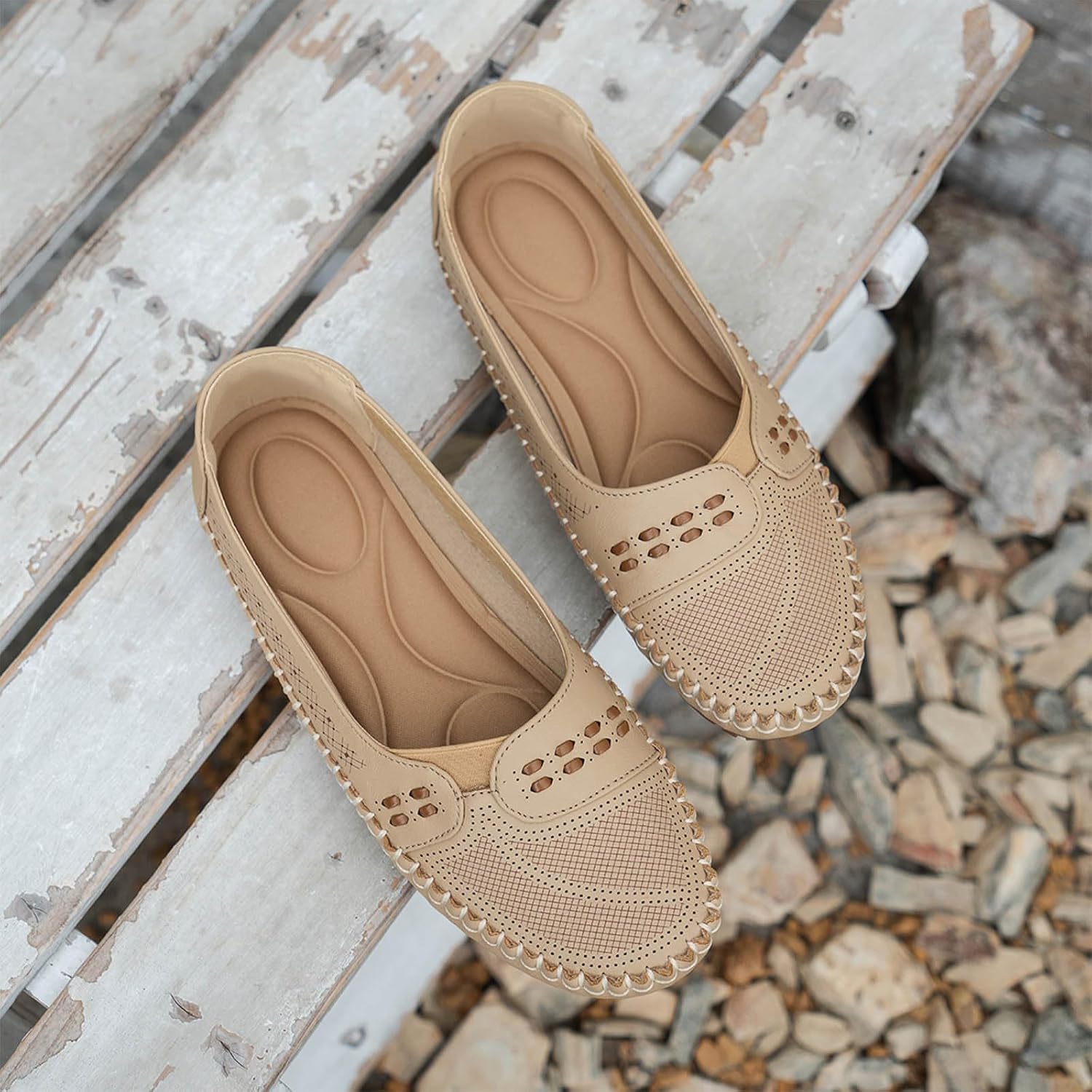 Women's Loafers Classic Leather Slip On Casual Comfortable Sneakers Work Office Dress Sneaker Closed Toe Non-Slip Walking Shoes - Image 6