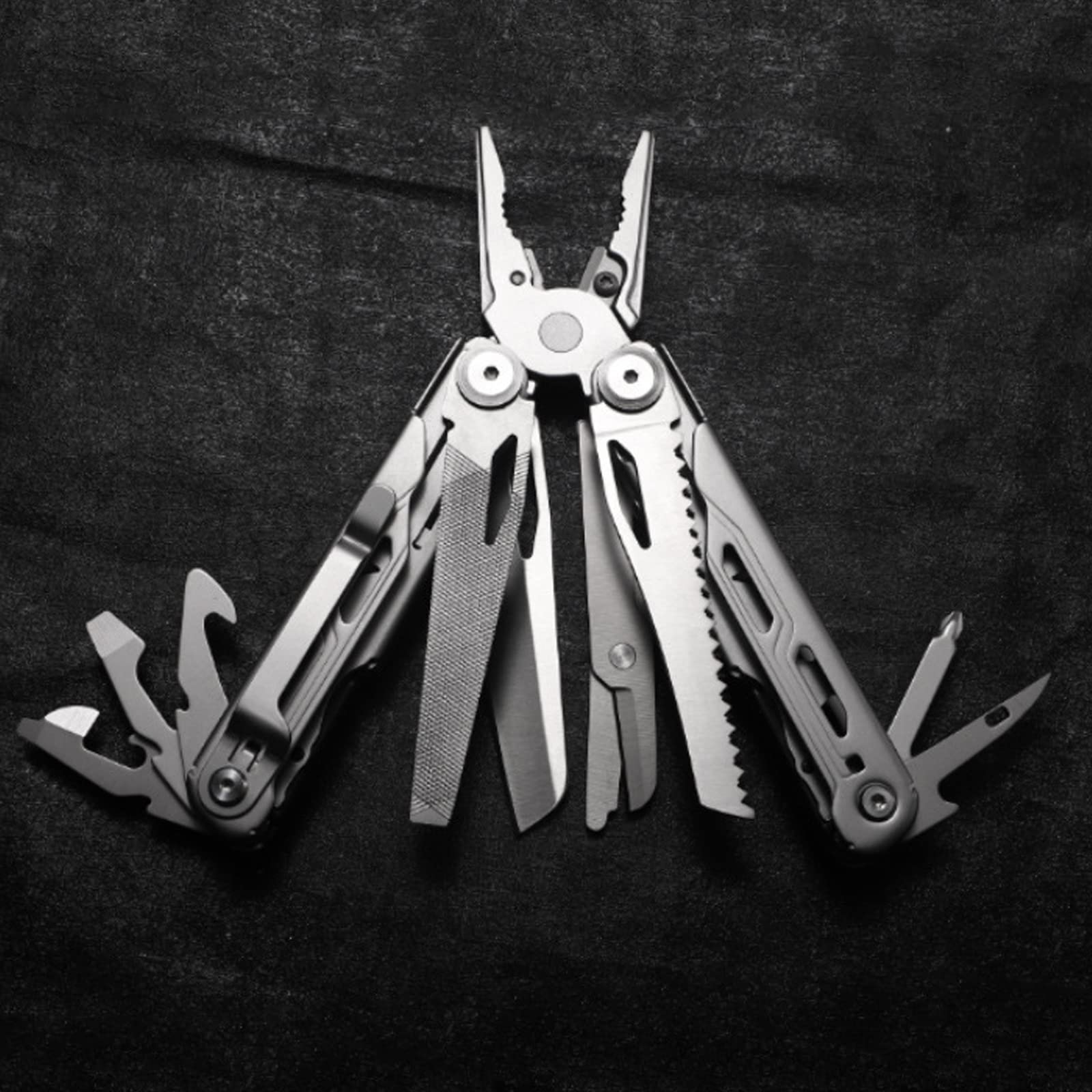 17-En-1 Multifonctions Acier Inoxydable Conçue Outil Multitool Pince De Poche Couteau Pliant Avec Poignée Ergono Pour Extérieur, Survie,Réparation Simple,Camping,Randonnée
