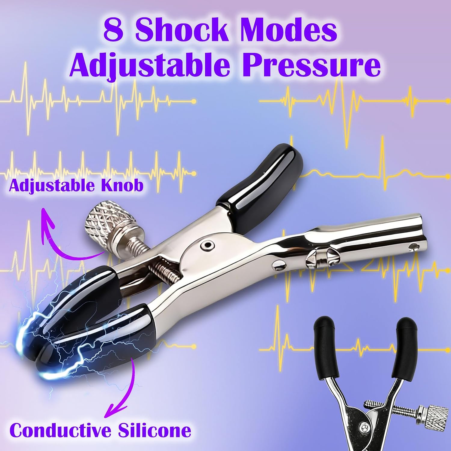 Electric Shock Nipple Clamps Metal Nipple Clips Kinky Sex Toys Breast Chest Clitorist Clamp Adjustable Electric Shock SM Sex Toy with Remote Control Fetish Estim BDSM Torture Adult Toy for Women