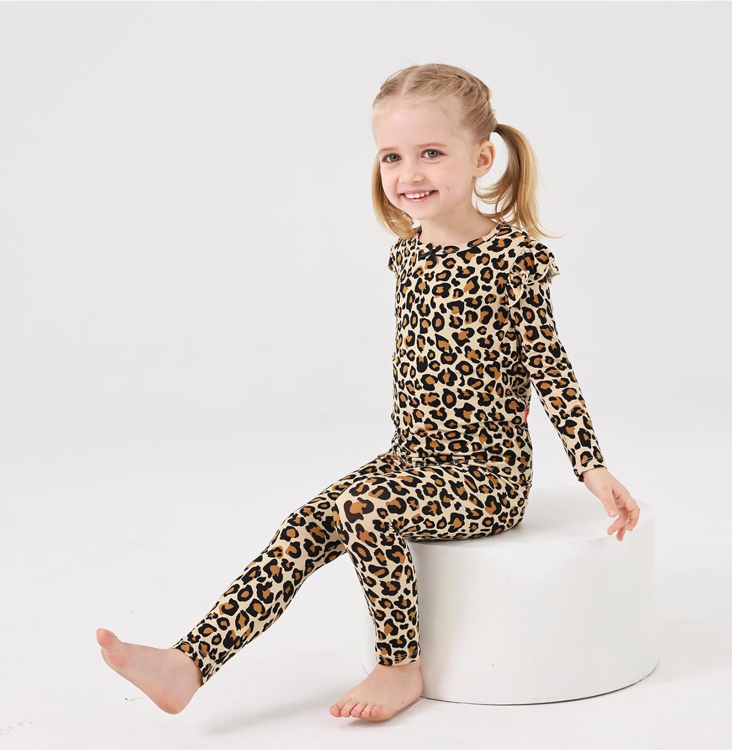 Bamboo Viscose Toddler Girl Pajamas Ruffled Long Sleeve Kid Girls Lounge Set - Image 6