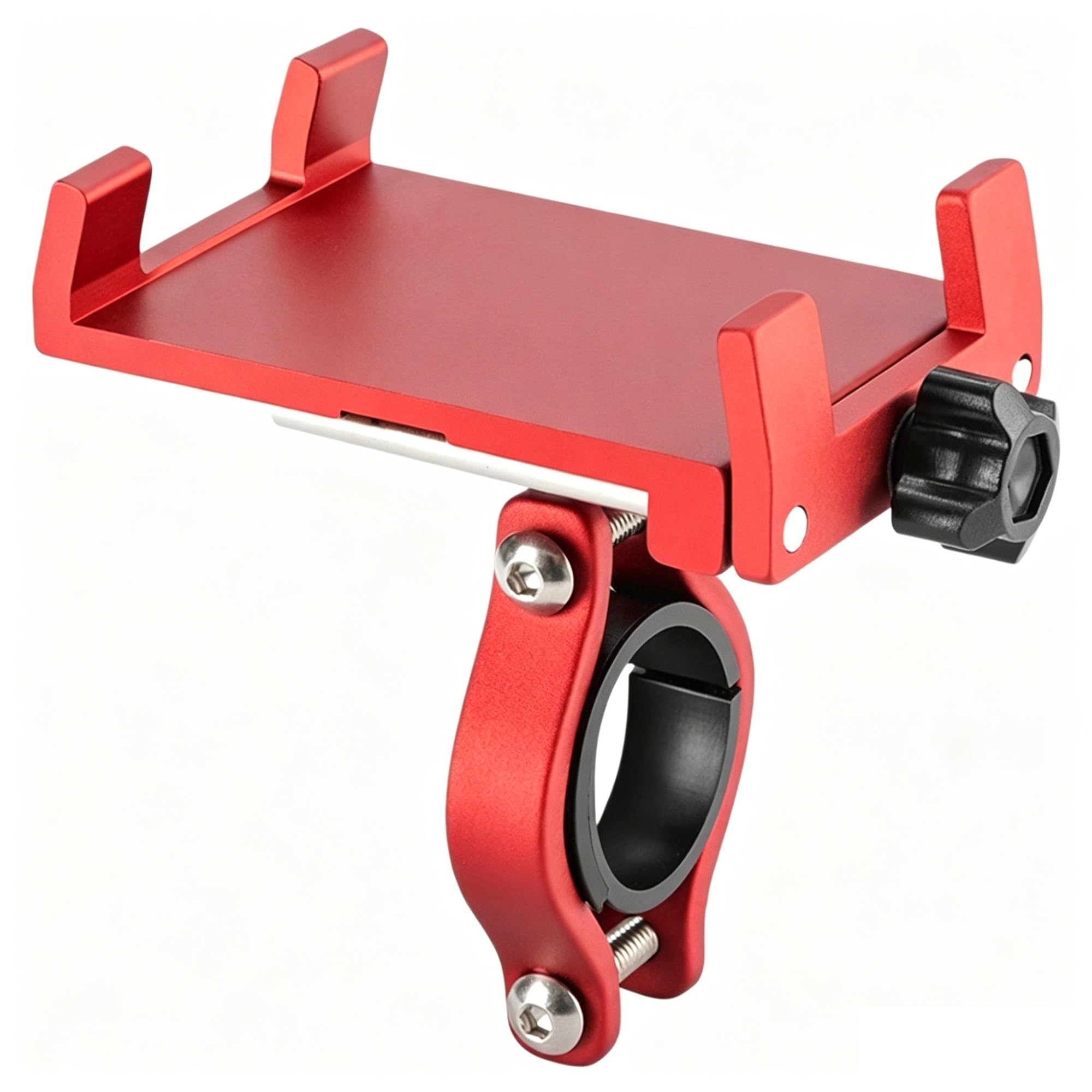 Porta Telefono In Alluminio A 360° for Manubrio Moto Bicicletta MTB | Staffa GPS for la navigazione su scooter, bici e utilizzo del telefono cellulare(Red C)