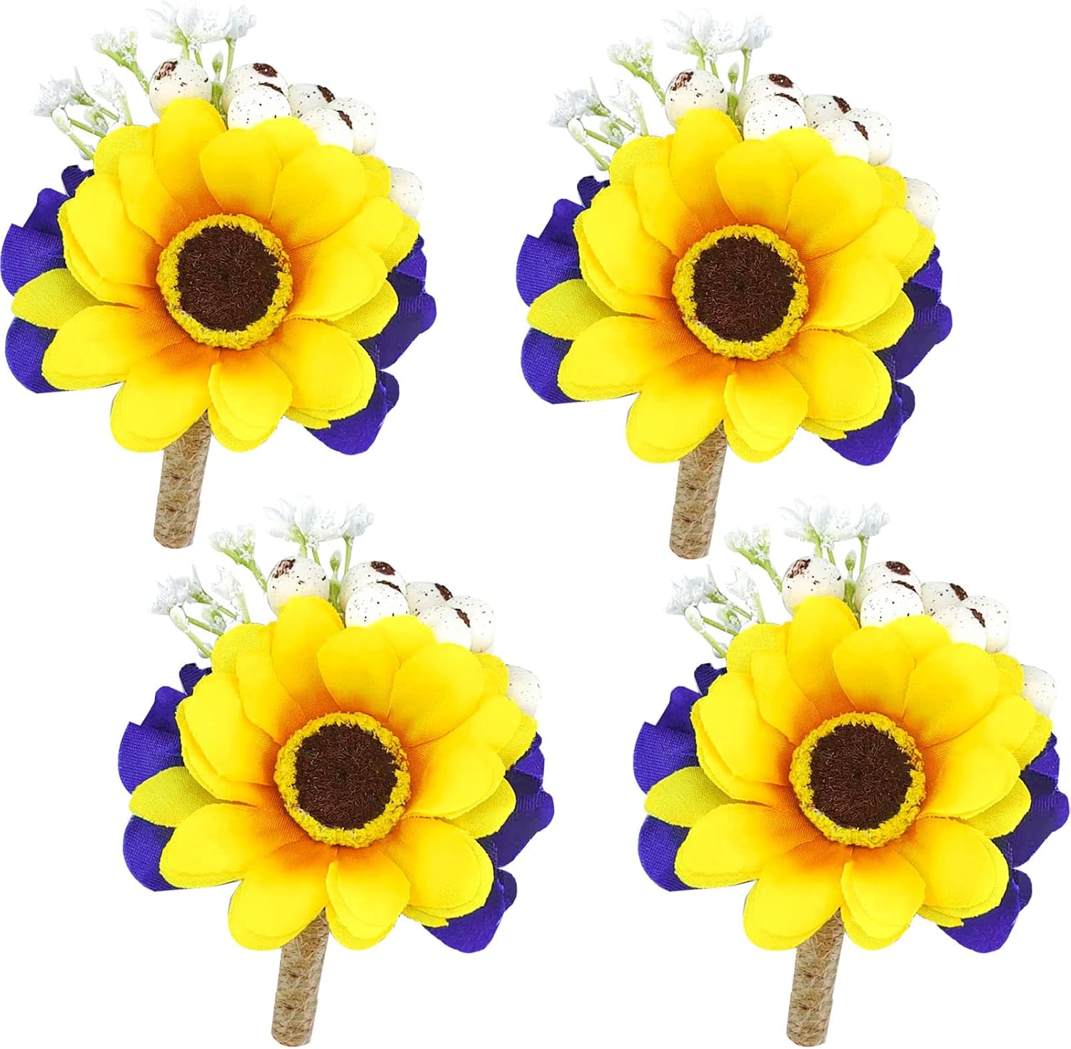 Ciandid Sunflower Bouquets for Bride - Yellow Sunflower & Blue Hydrangea Artificial Flowers Tossing Bouquet - Bridal Bouquet for Outdoor Rustic Wedding Ceremony Anniversary