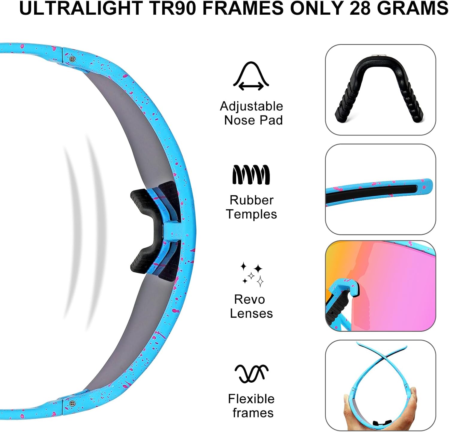 SPOSUNE Polarized Cycling Glasses for Men Women, UV400 Protection Sports Sunglasses for Baseball Running Fishing Riding - Image 4