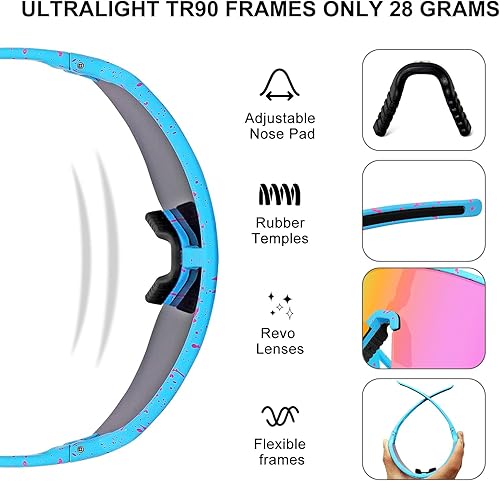 Miniatura 4 de SPOSUNE Gafas de ciclismo polarizadas para hombres y mujeres, protección UV400, gafas de sol deportivas para béisbol, correr, pesca, equitación