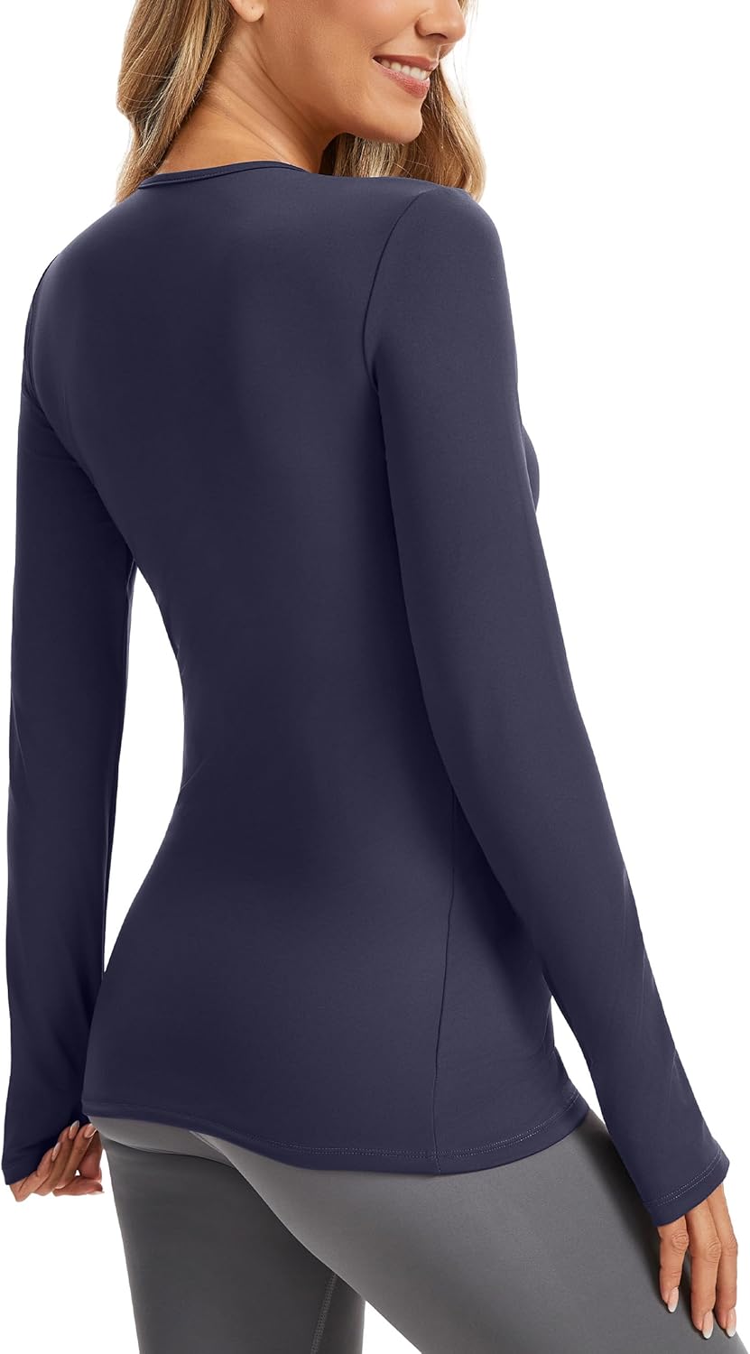 MathCat Maternity Long Sleeve Shirt with Thumbleholes,Pregnancy Casual Tops Athletic Yoga Maternity Shirts - Image 4