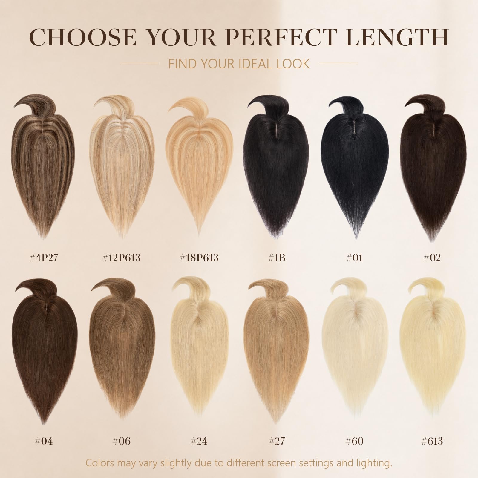 Rich Choices Clip in Pony Haarteile Echthaar für Damen 360°3D‑Abdeckung Haartopper Remy Human Hair Topper Echthaar Oberkopf Haarteile mit Pony 40cm #12/613 Sandblond mit Platinblond
