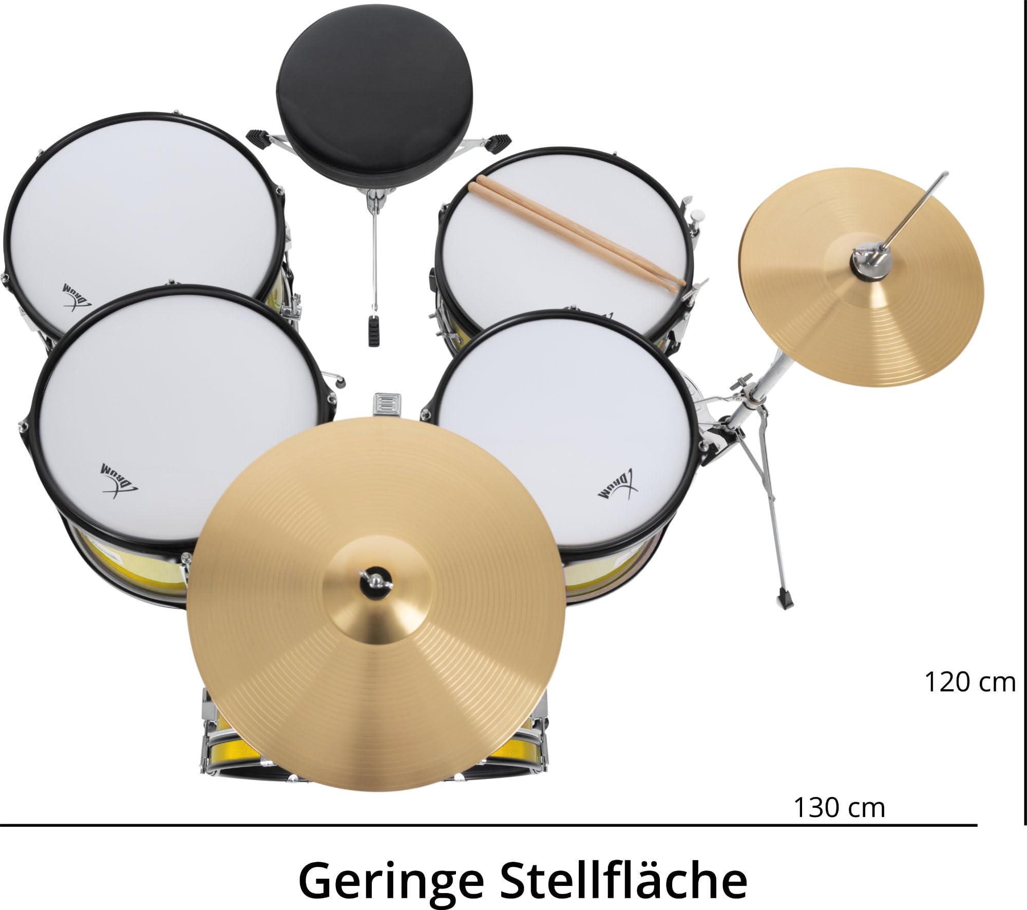 XDrum Junior Pro Kinder Schlagzeug Sunset Gold Sparkle - geeignet von 5-9 Jahren - Drumset mit komplettem Zubehör - inkl. Schule - Orange