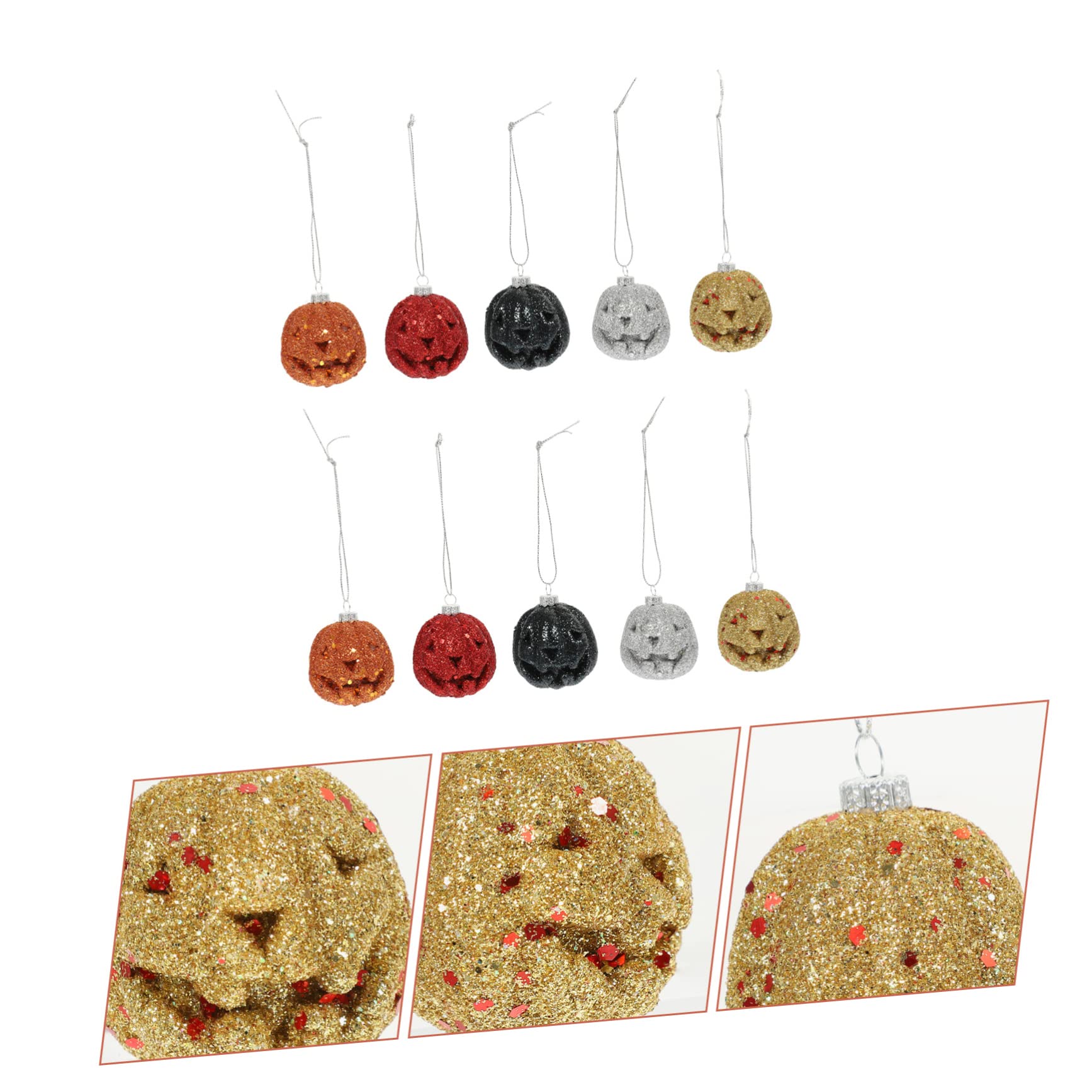 50pezzi Ornamenti Da Appendere Per Halloween Con Zucche Glitterate Foam Decorazioni Festive Per Feste e Scenografie Decorative
