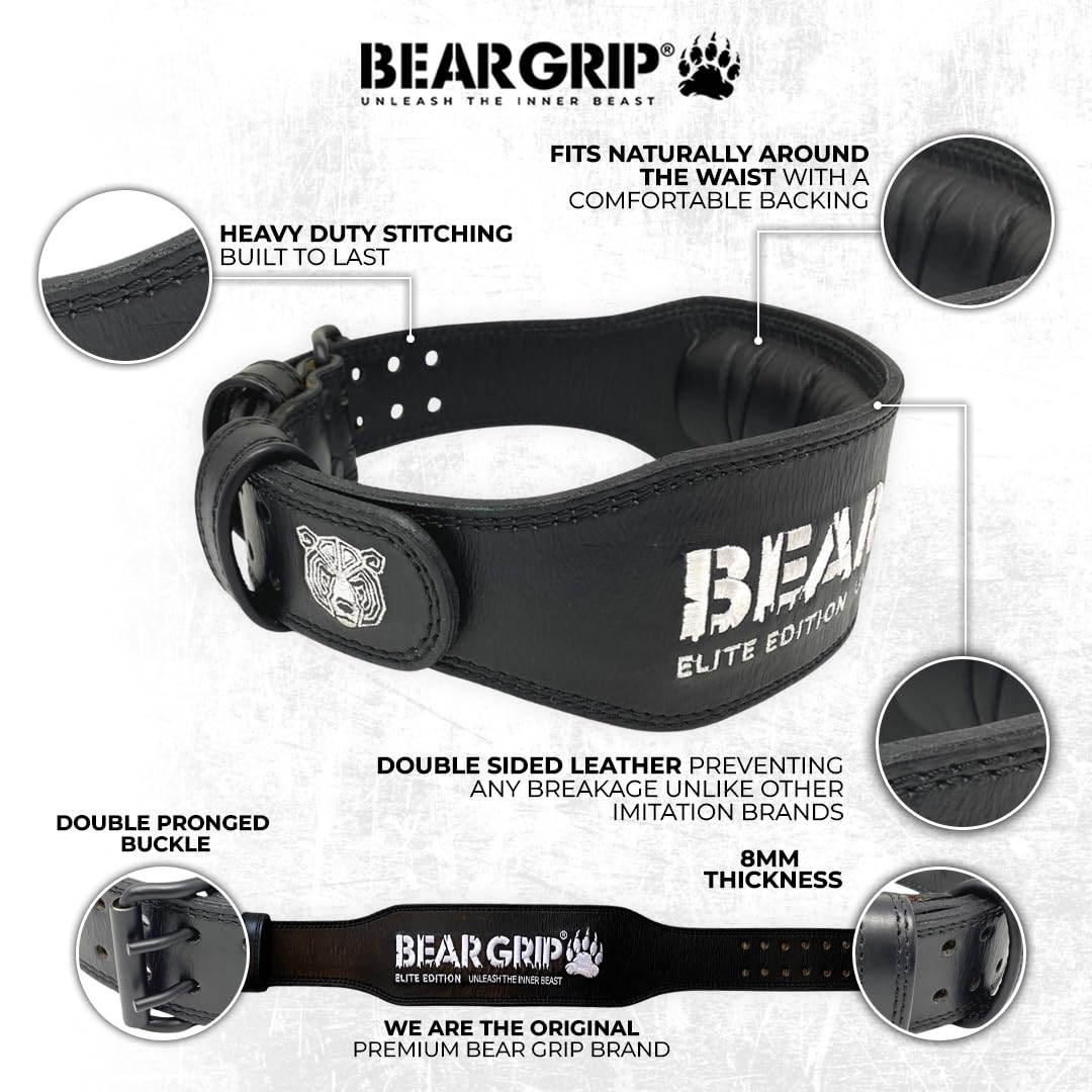 BEAR GRIP Power Belt Elite Edition Premium Double Pong Ceinture d'haltérophilie