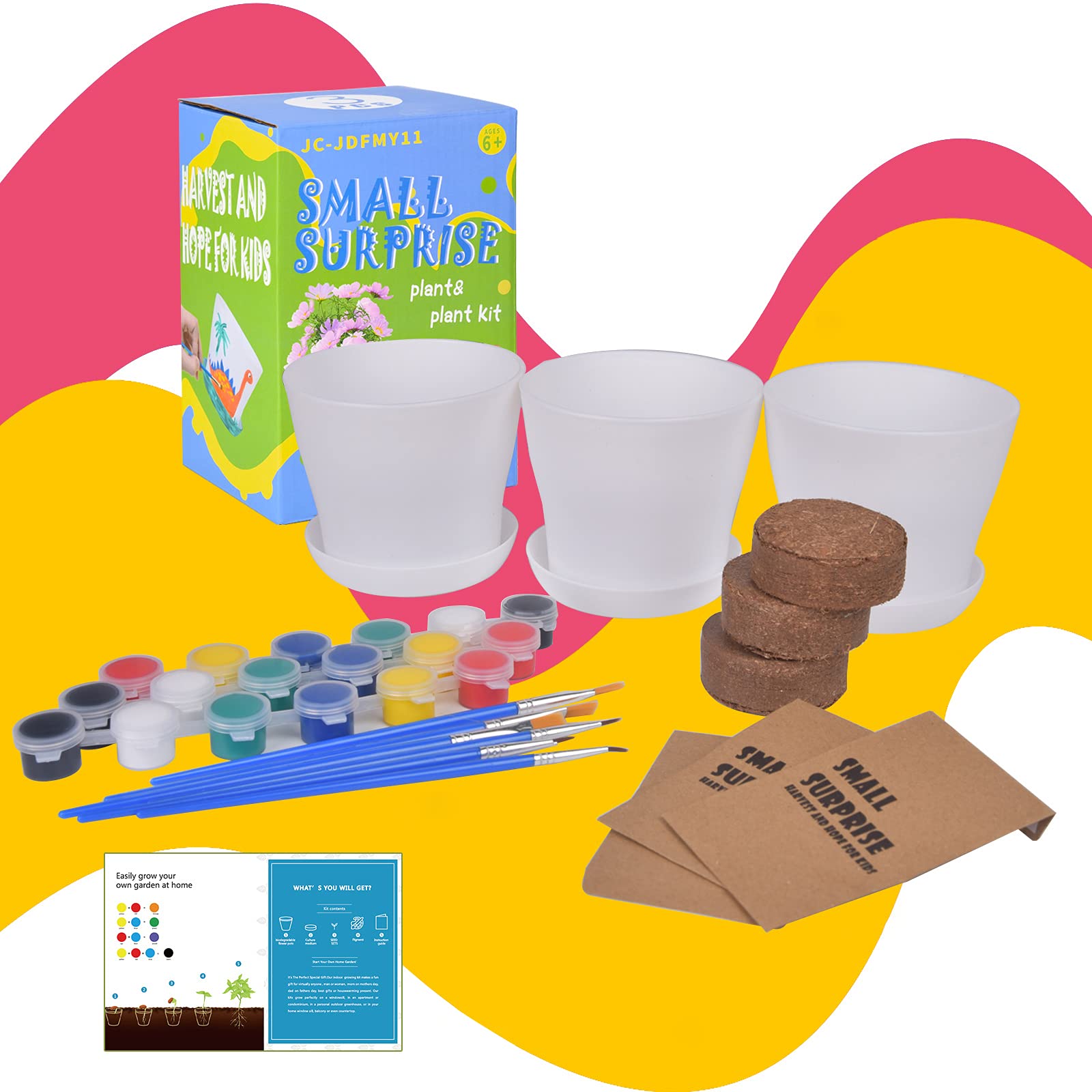 Paint and Plant Flower Growing Kit for Kids - Set of 3, Flower Pots to Paint, Arts and Crafts, Kids Gardening Tools Kit, Perfect Birthday or Project Easter Gift for Girls Ages 4 5 6 7 8 9 10 11 12 - Image 2