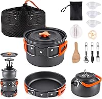 Vista 10 de aiGear Camping Cooking Set Cookware Mess Kit with Storage Bag Pot Pan Set Camping Accessories for Outdoor Camping Hiking Picnic Portable and
