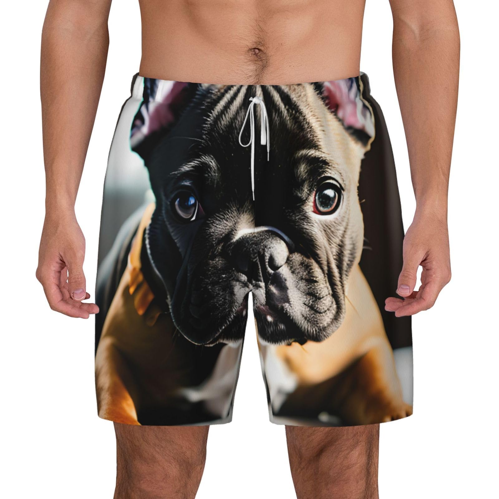 Pantalones cortos de baño cómodos que no rozan con diseño de bulldog 8