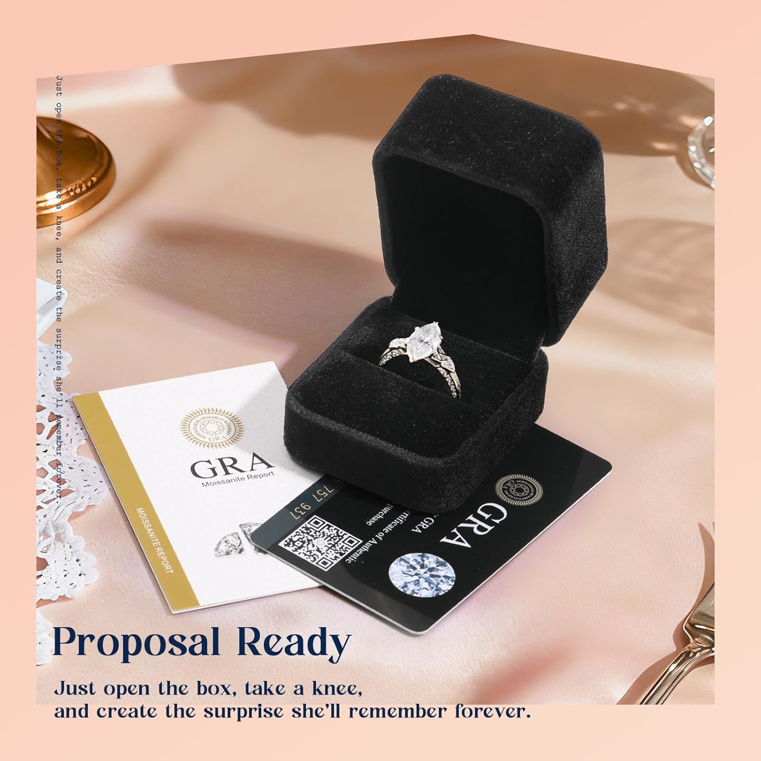 4CT Marquise Moissanite Engagement Ring for Women, Celtic Knot Design S925 Sterling... - Image 3