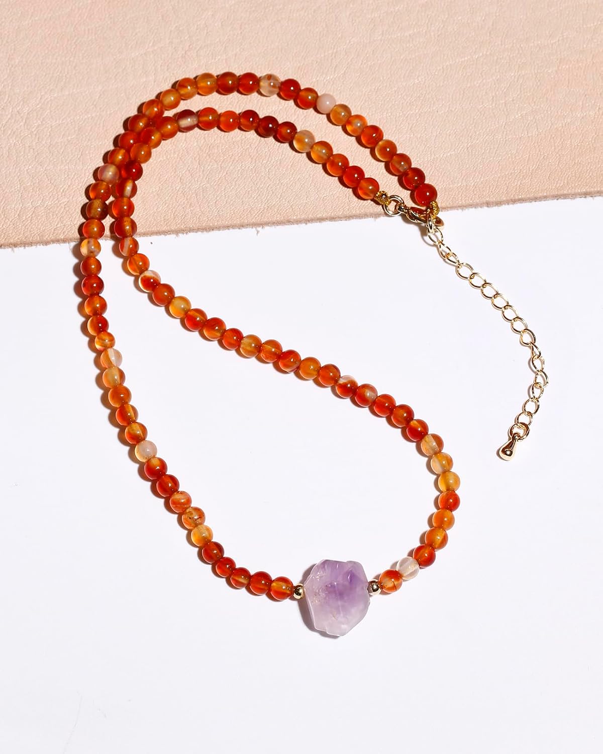 4mm Crystals and Gemstones Beaded Choker Necklace Raw Amethyst Necklaces for Women Men Trendy Balance Energy Protection Unisex Jewelry - Image 2