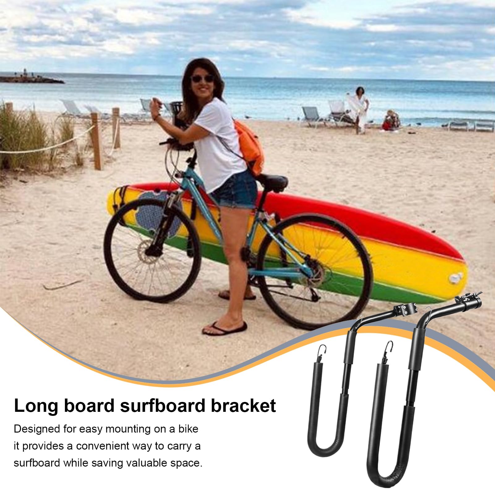 Porte-vélos pour Planche De Surf – Mécanisme De Serrage Sécurisé, Matériau Portable Léger, Conception À Retrait Rapide, Fixation De Vélo Polyvalente | pour Planches De Surf Shortboard Vélo A