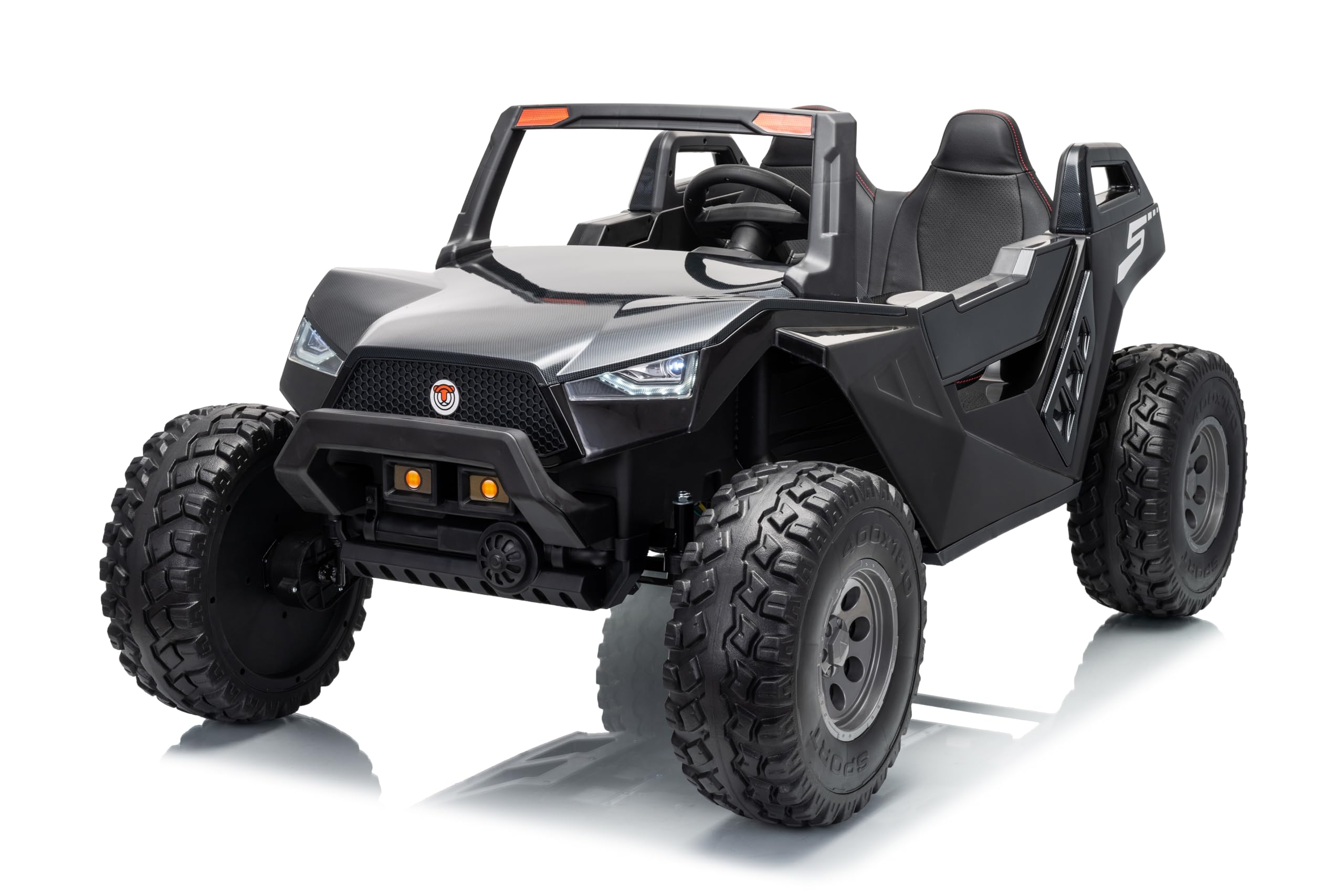 FINOOS Auto elettrica per bambini Clash 24 V, auto per bambini a 2 posti, con telecomando 2,4 GHz, 2-7 anni (nero)