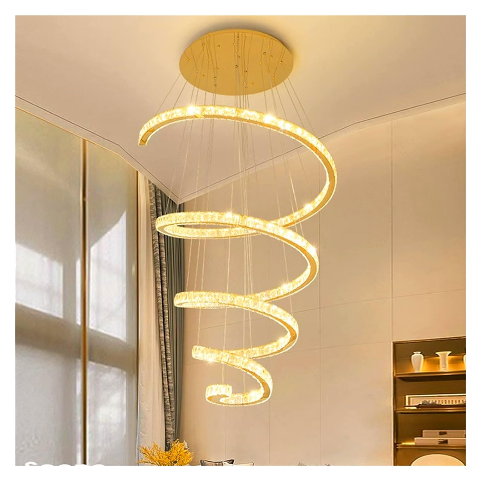 PCXEHUYP Staircase Chandeliers, Large Fixtures High Ceiling Chandelier, Compatible with Living Room Stairway Foyer ，Kitchen Light
