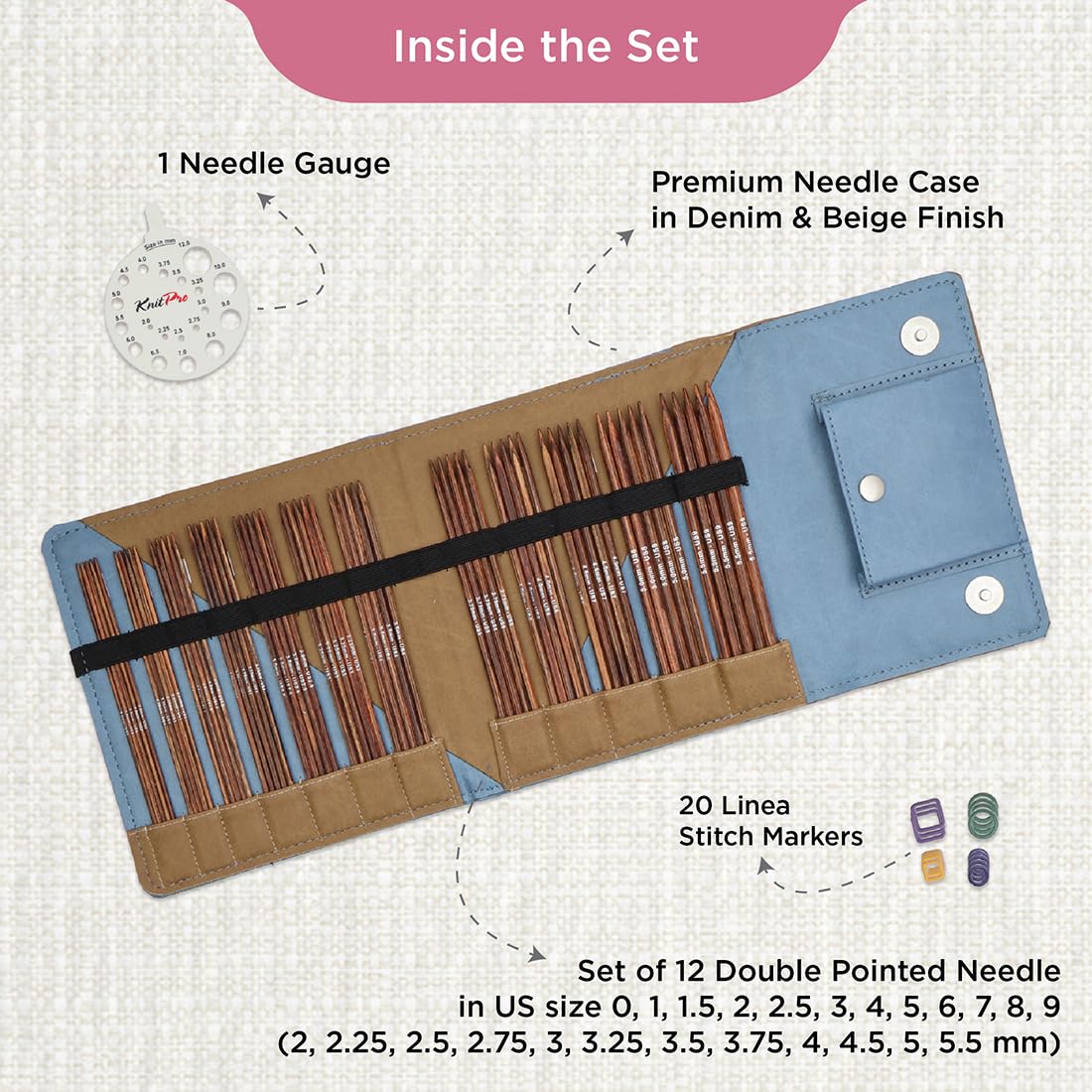 KnitPro Ginger Grande Double Pointed Needle Set 6