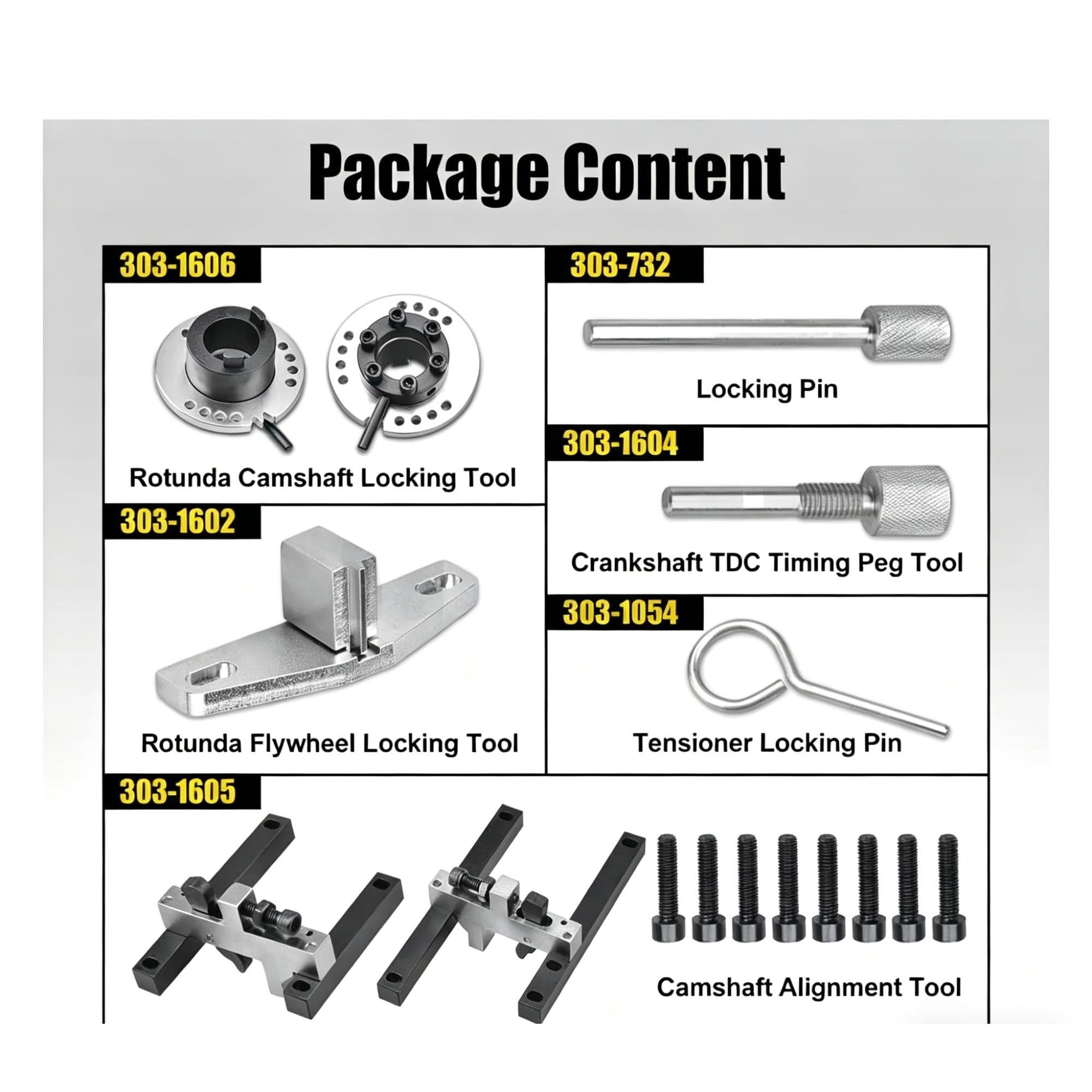 Compatible Con Ford Para B-Max Para Transit Para Courier Para Focus 1.0 Para Juego De Herramientas De Bloqueo De Ajuste Sincronización Motor Para Ecoboost 303-1605/1 Pasador bloqueo del tensor