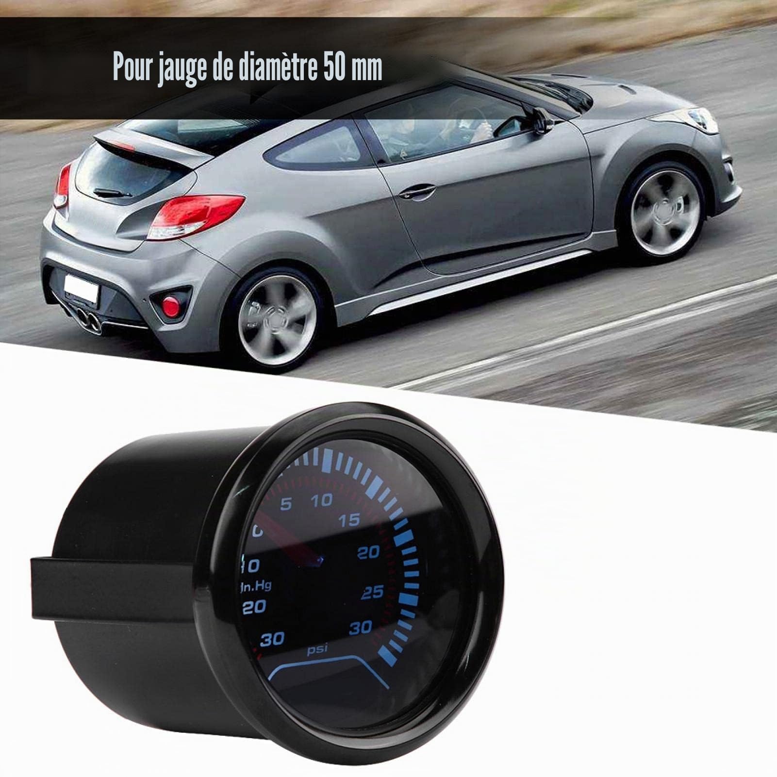 Manomtre De Pression De Turbo， Manomètre turbocompressé de jauge de suralimentation Turbo pour jauge de diamètre de 52 mm manometre turbo， manometre pression turbo