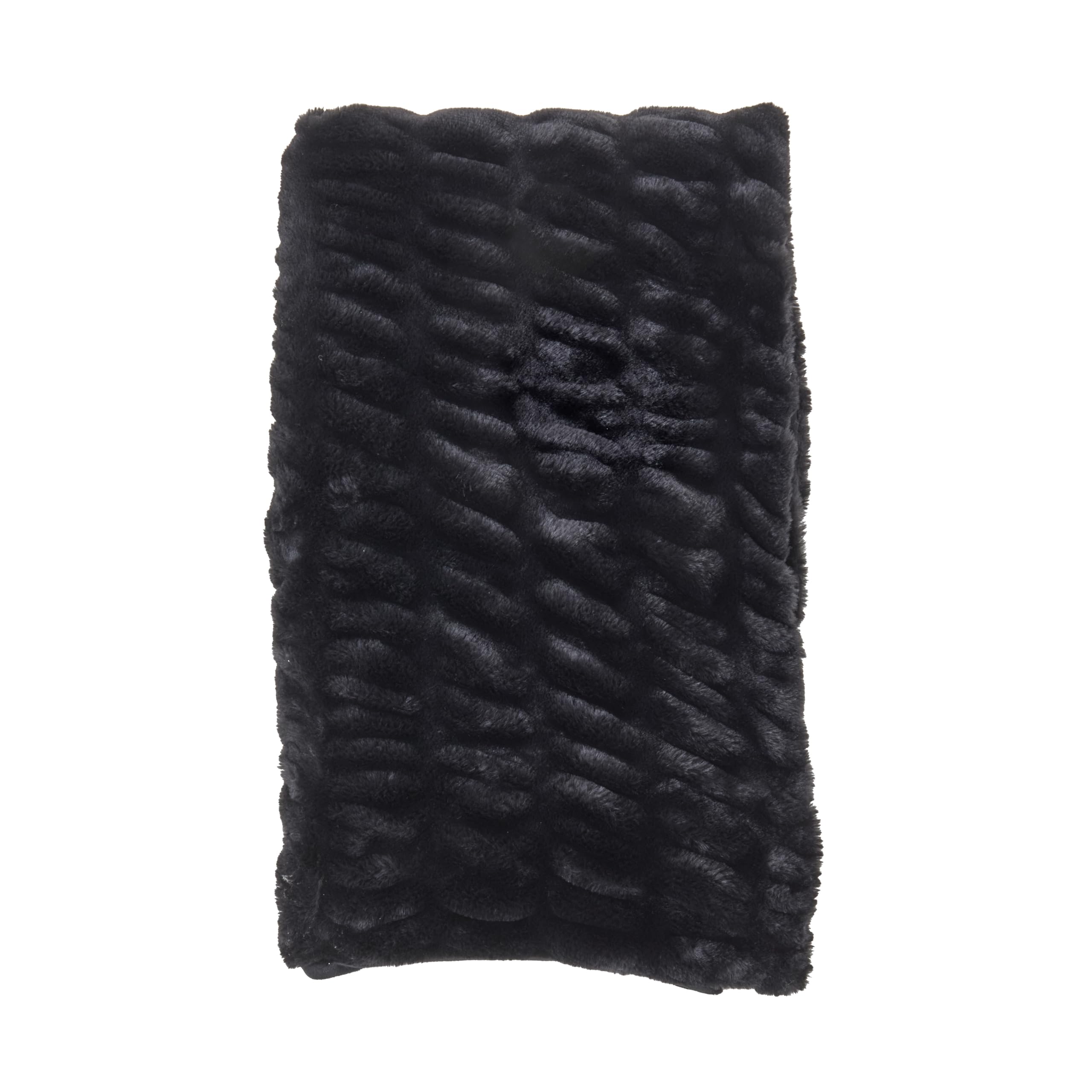 SARO LIFESTYLE Ribbed Faux Fur Throw Blanket - Plush Polyester Throw for Cozy Everyday Comfort & Modern Home Décor, 50"x60", Black
