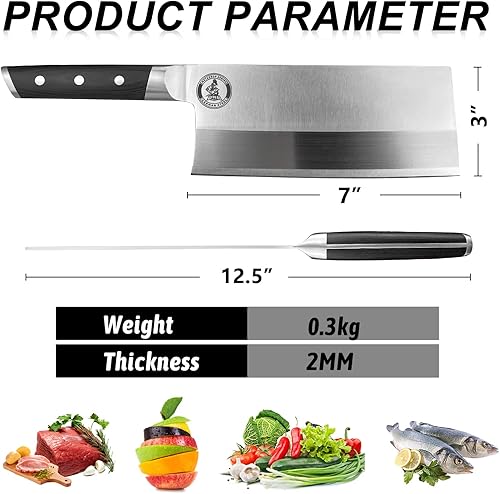 Miniatura 7 de Hanlde - Cuchillo grande para carne  Picador de huesos de cocina de 7 pulgadas, cuchillo alemán de acero inoxidable de alto carbono con mango