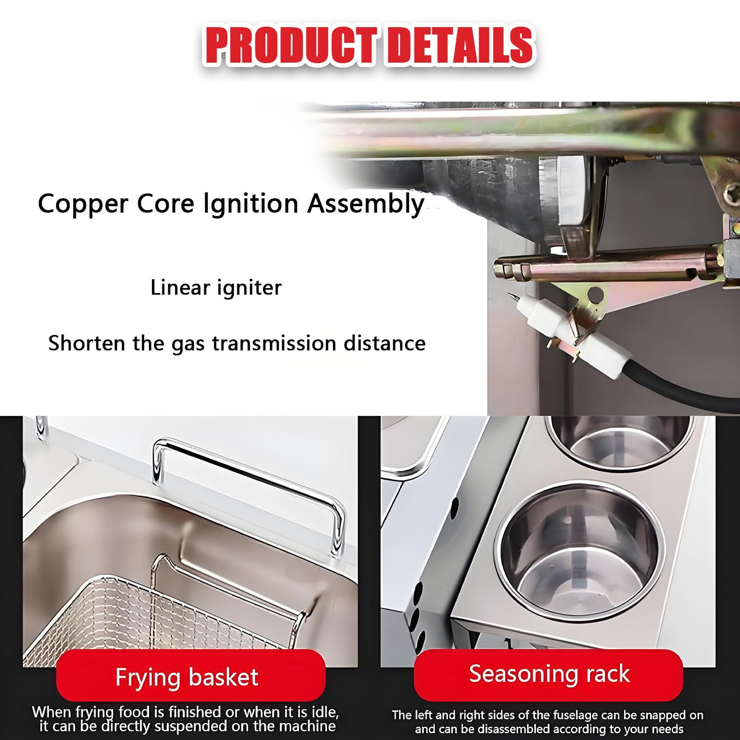 Friggitrice a Gas di Grande capacità in Acciaio Inox Indipendente con cestelli, coperchi e Controllo della Temperatura per la frittura di Pollo, Patatine Fritte, Ciambelle e Pesce. 30L