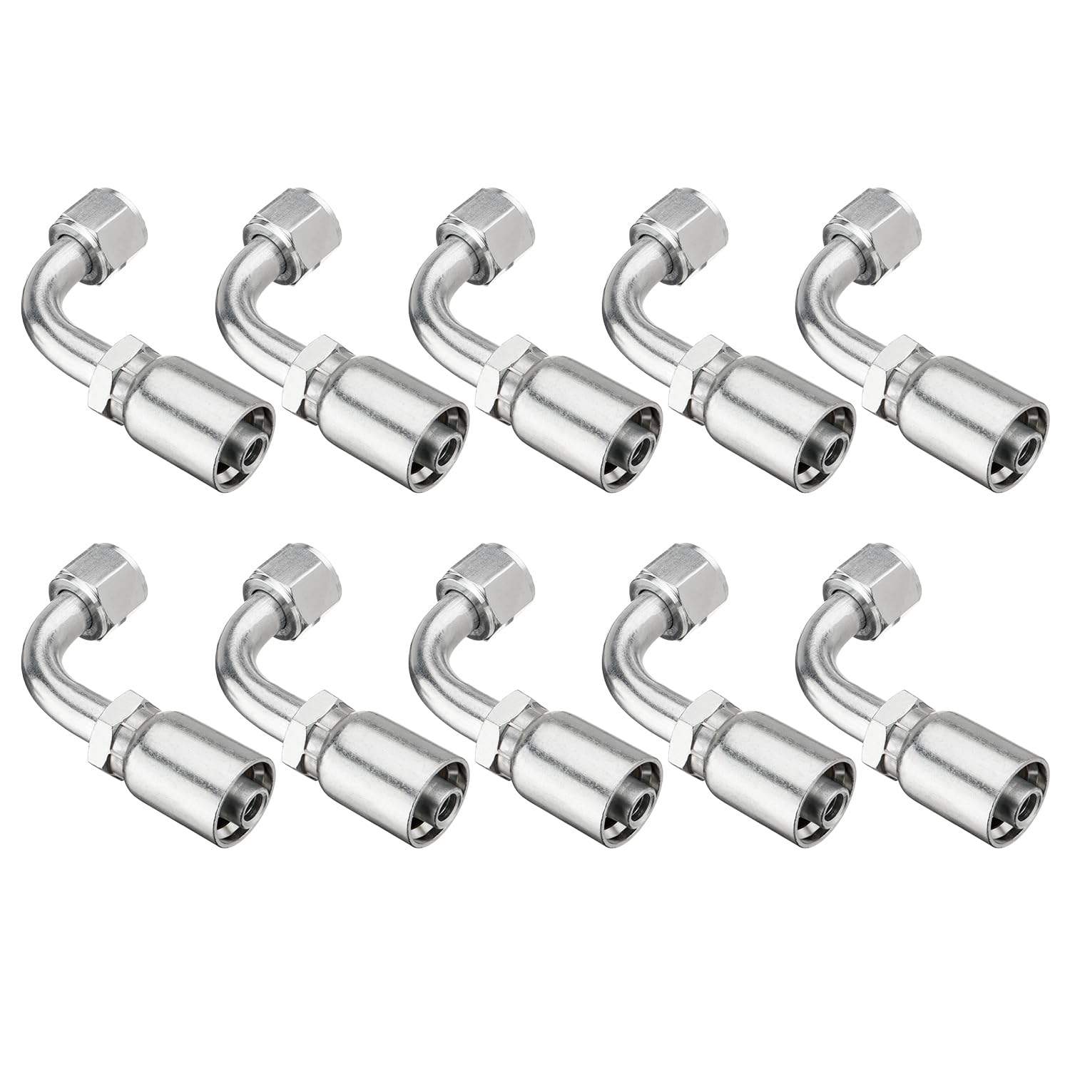 Venussar 10 PCS 90° Hydraulic Hose Fittings, for 1/2" Hose x 1/2" JIC 37° Female 90° Hydraulic Hose End Elbow Crimp Fitting