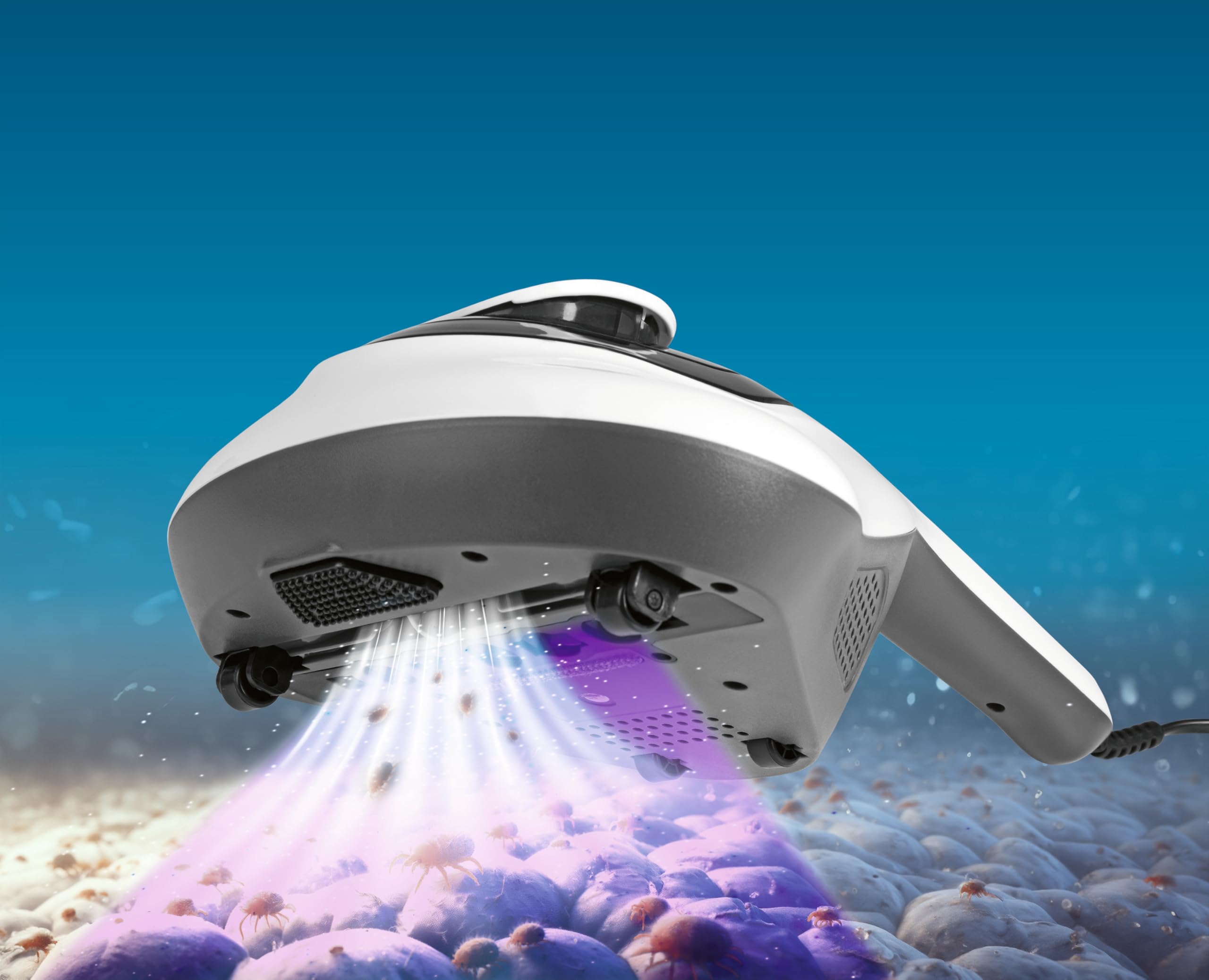 Milbensauger mit UV-C-Licht & HEPA-Filter – 300W Vibrations-Sauger entfernt 99,9% Aller Milben – Matratzensauger gegen Allergene – Tiefenreinigung für Matratzen, Kissen & Bettdecken