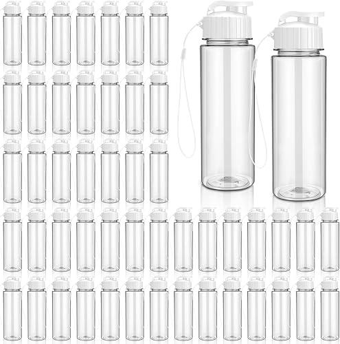 Miniatura 10 de Domensi 50 botellas de agua de plástico a granel de 17 onzas para adultos, botellas de agua grandes reutilizables con tapa abatible a prueba de