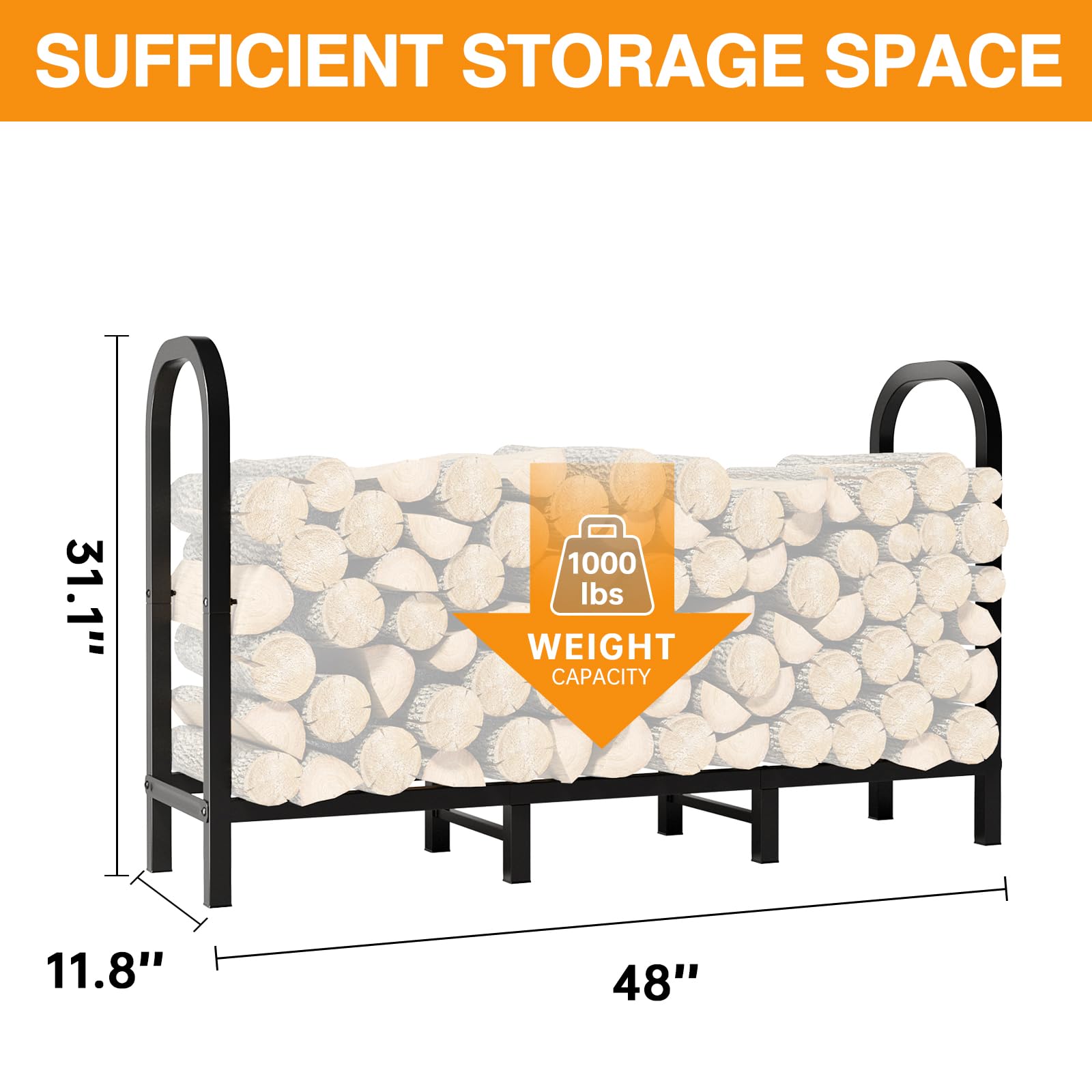 Snapklik.com : 4FT Firewood Rack Indoor - Heavy Duty Wood Racks Indoor ...