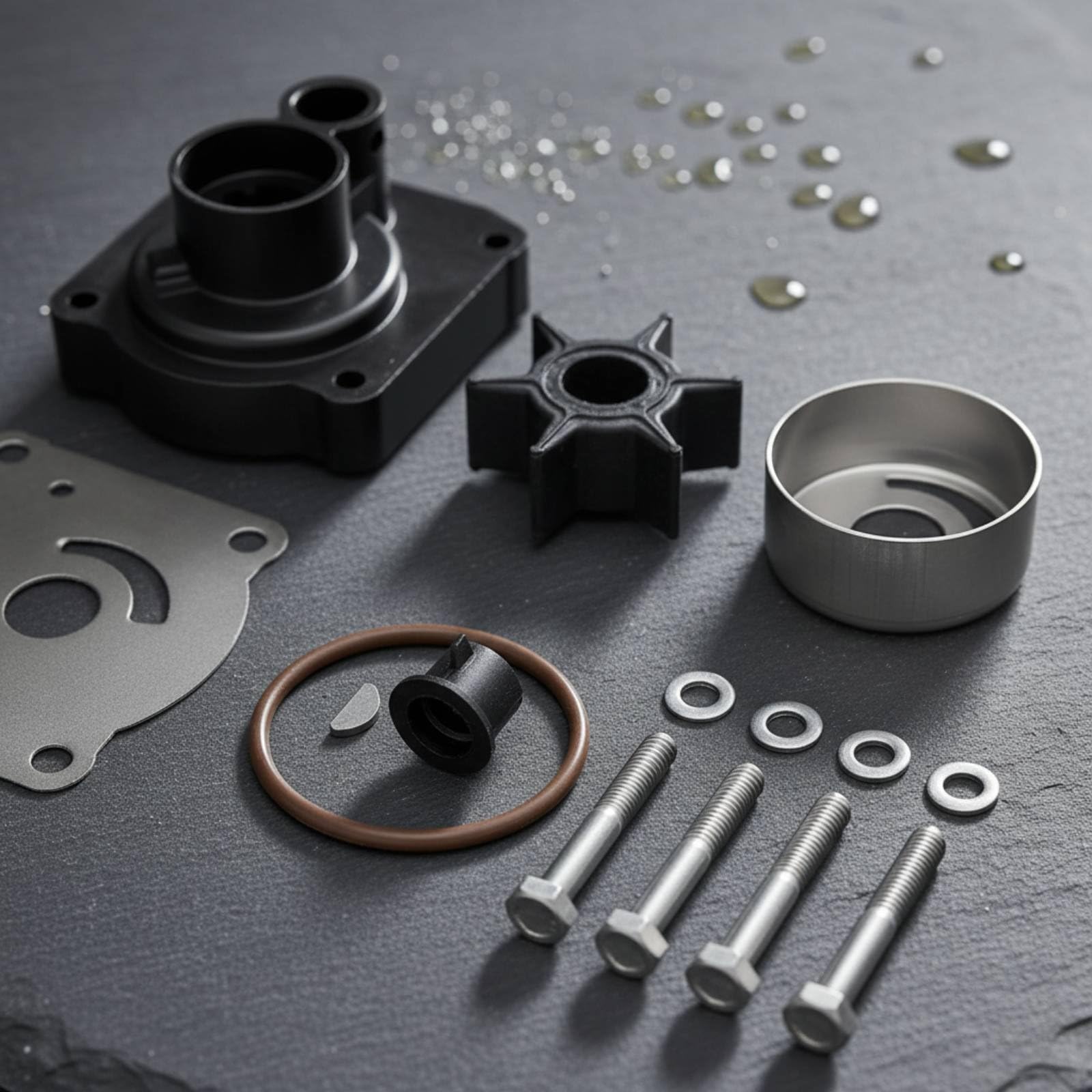Baoblaze Pompa Industriale Kit Servizio Pompa Acqua Fuoribordo con Girante Alloggiamento Piastra Guarnizioni Anello Tenuta Montaggio Facilitato Sostituzione