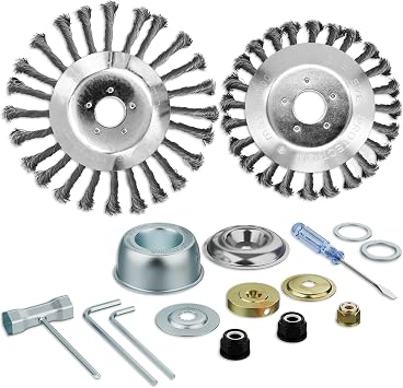 6+8" Steel Wire Trimmer Head Weedeater Wheel Brush Cutter 1" Arbor