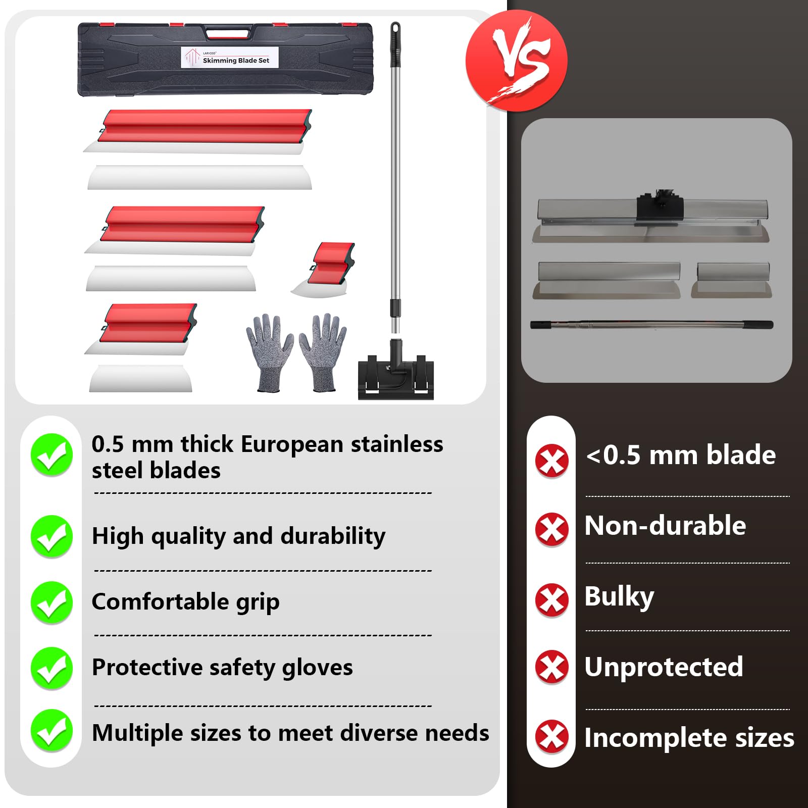 2 Pcs Drywall Skimming Blade 16 Inch, Skimming Blade With 0.5mm Stainless Steel - View #10