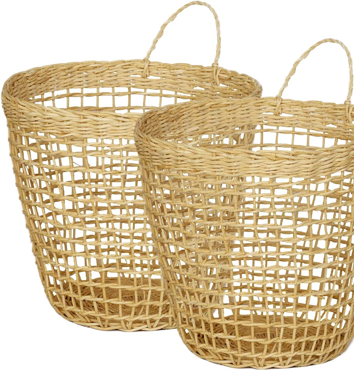 Aihomix Set 2 Rattan Onion Baskets, Handmade Wicker Wall