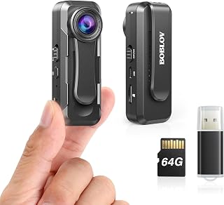 BOBLOV W1 64GB True 1080P Small Body Camera, Personal Pocket Video Camera with Audio Loop Recording Time Stamps External Memory Up to 128GTwo Clips and Easy to Operation (64GB)